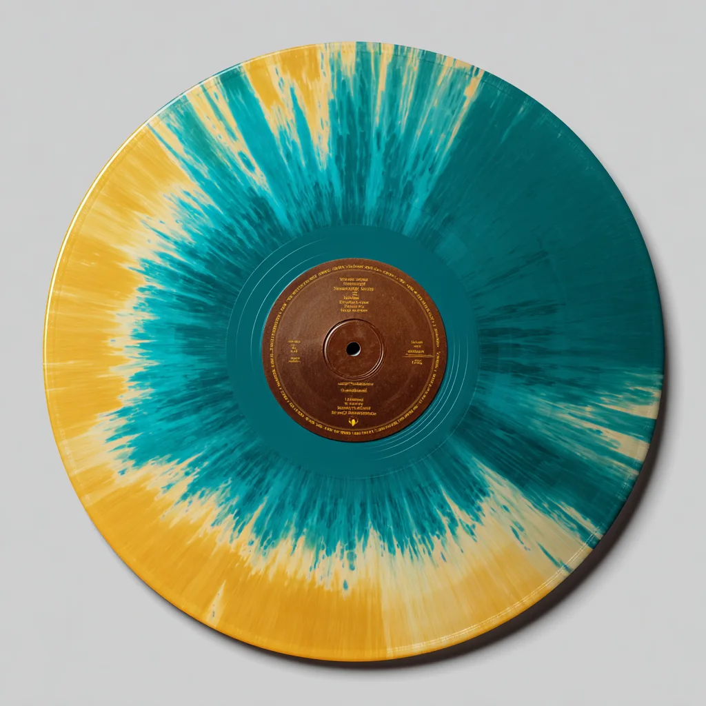 Teal and gold splatter vinyl record